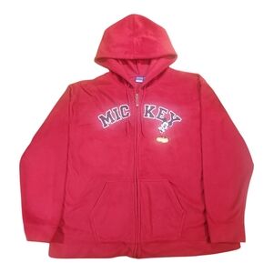 Disney Mickey Mouse Hoodie Red Full Zip Fleece Embroidered  Womens Size 3X